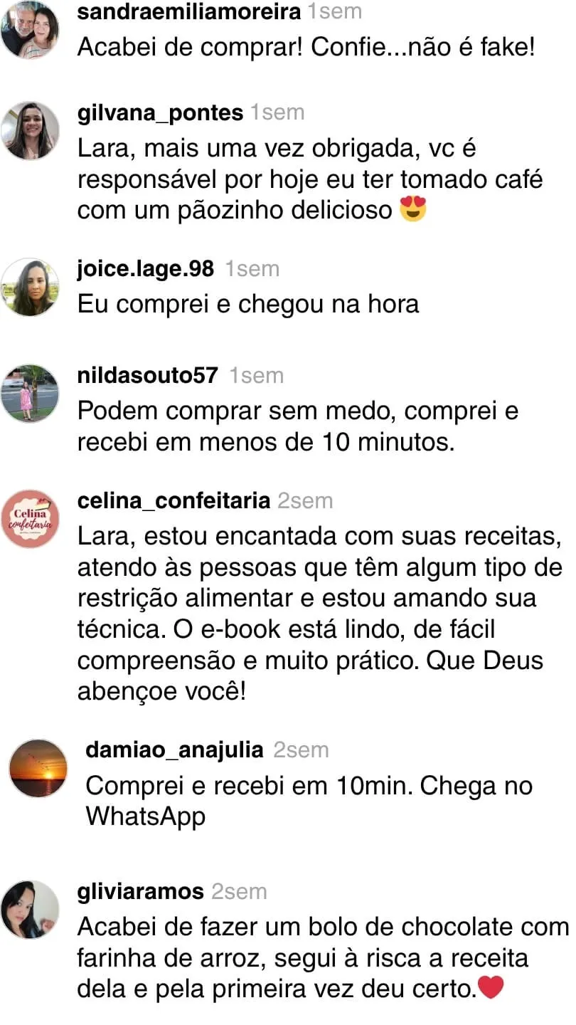 Comentários de clientes satisfeitos