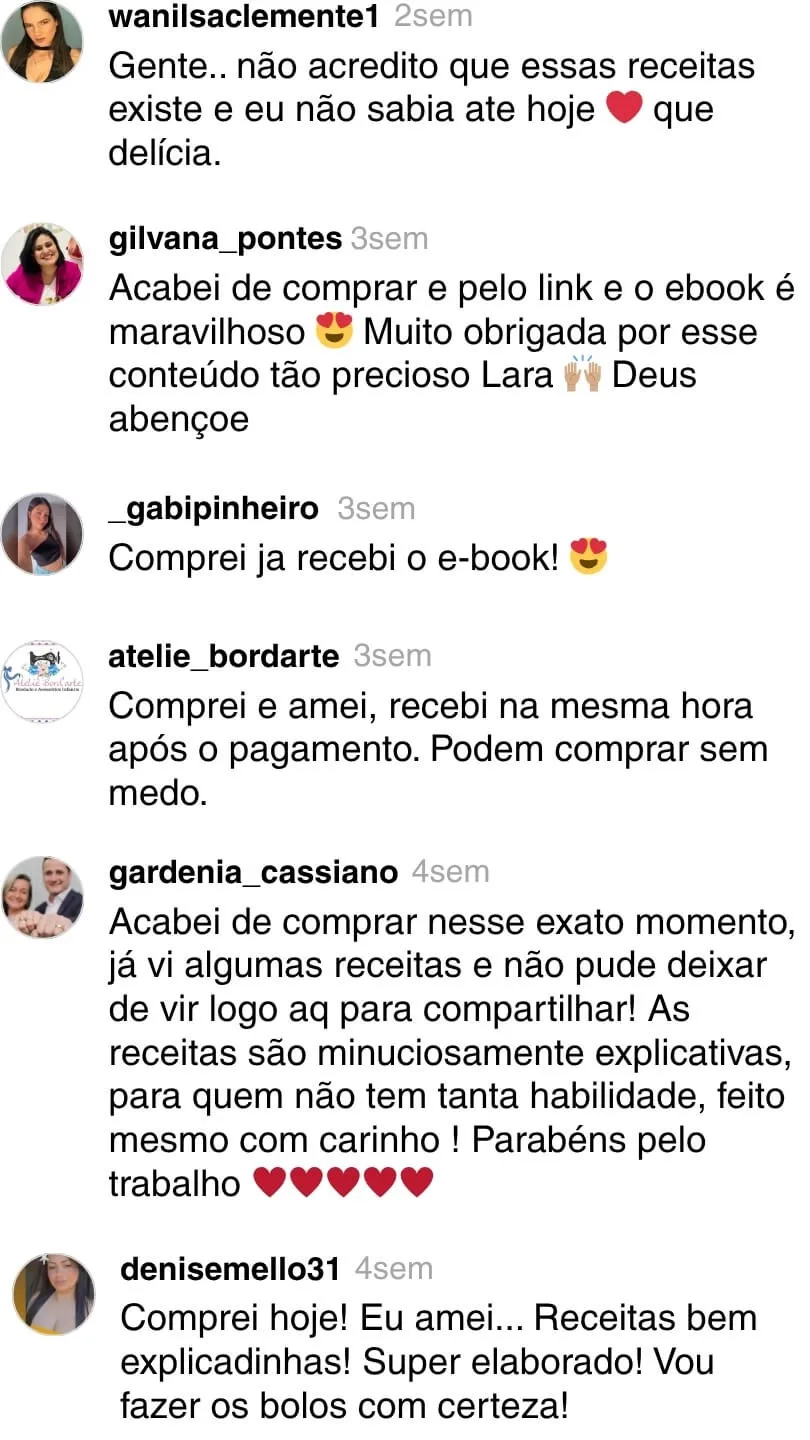 Mais comentários de clientes satisfeitos